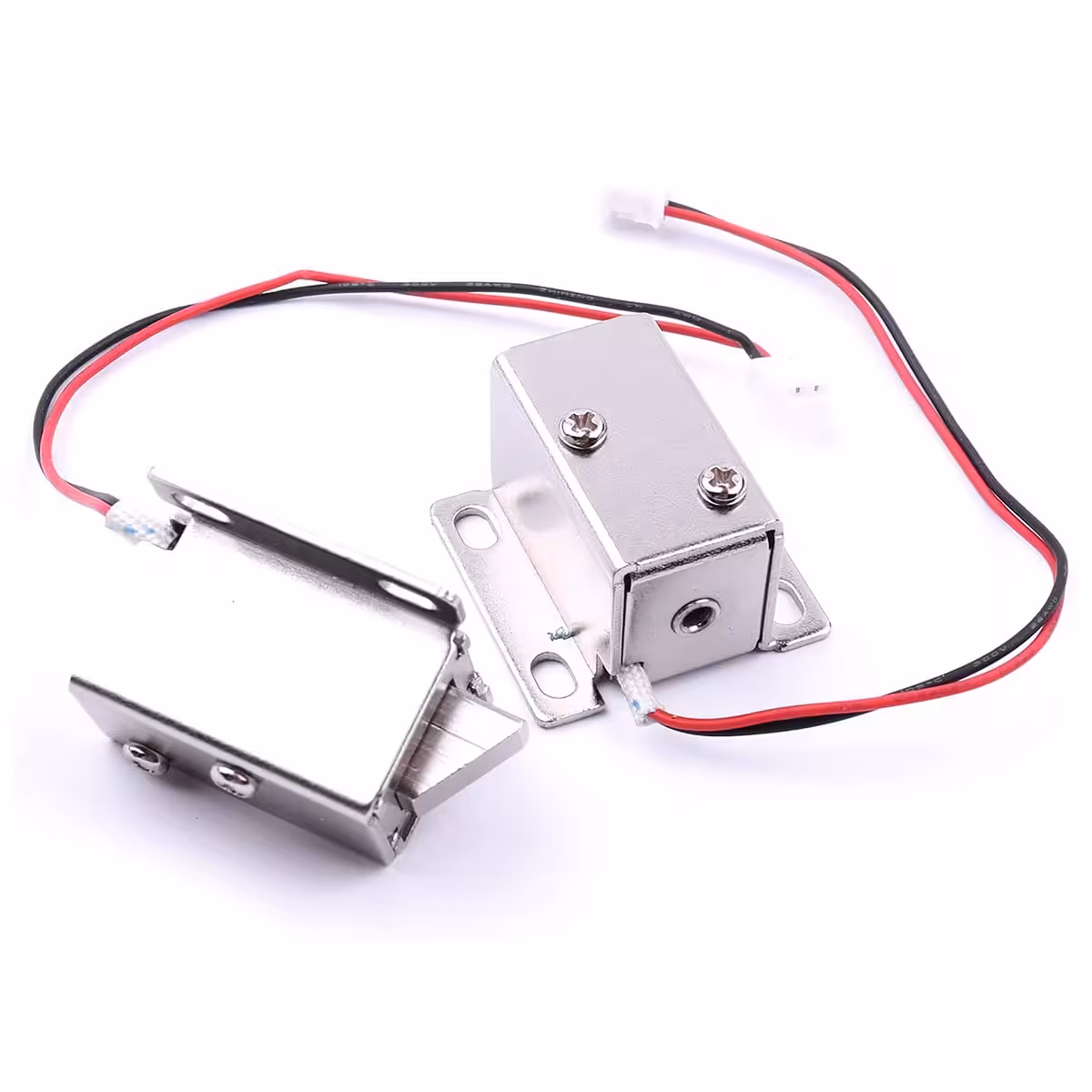 Dva elektromagnetické zámky 12V prezentovány zepředu