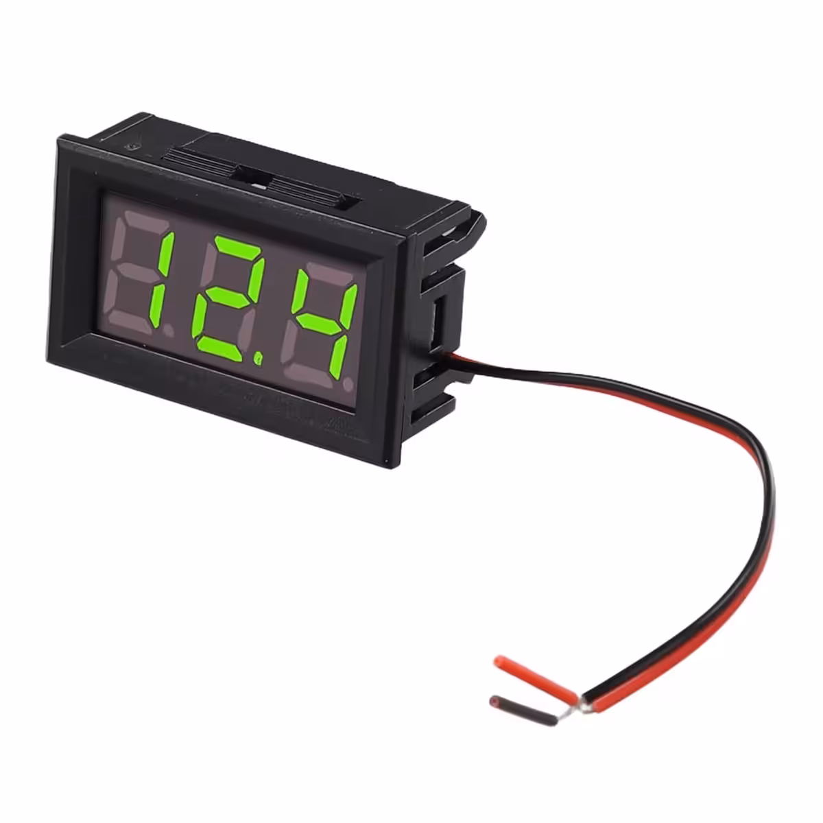 Detailní obrázek kabelu digitálního panelového voltmetru 5V-120V, ukazující kvalitu a způsob připojení