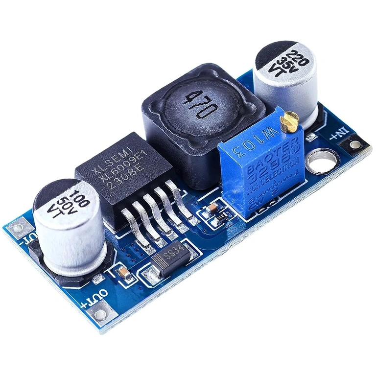 Obrázek hlavních komponent XL6009 modulu