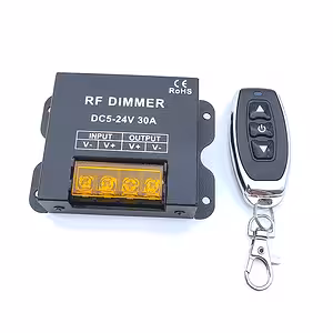 LED páskový stmívač 5V 12V 24V 30A s RF dálkovým ovládáním – DC řadič pro monochromatické LED pásky