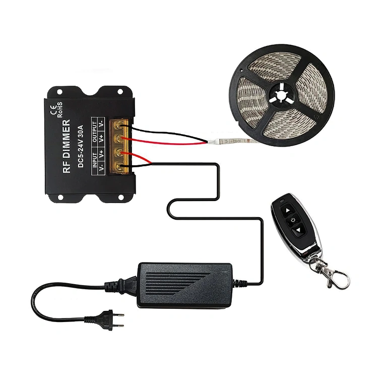 Schéma zapojení dimmeru pro LED pás DC 5V 12V 24V 30A