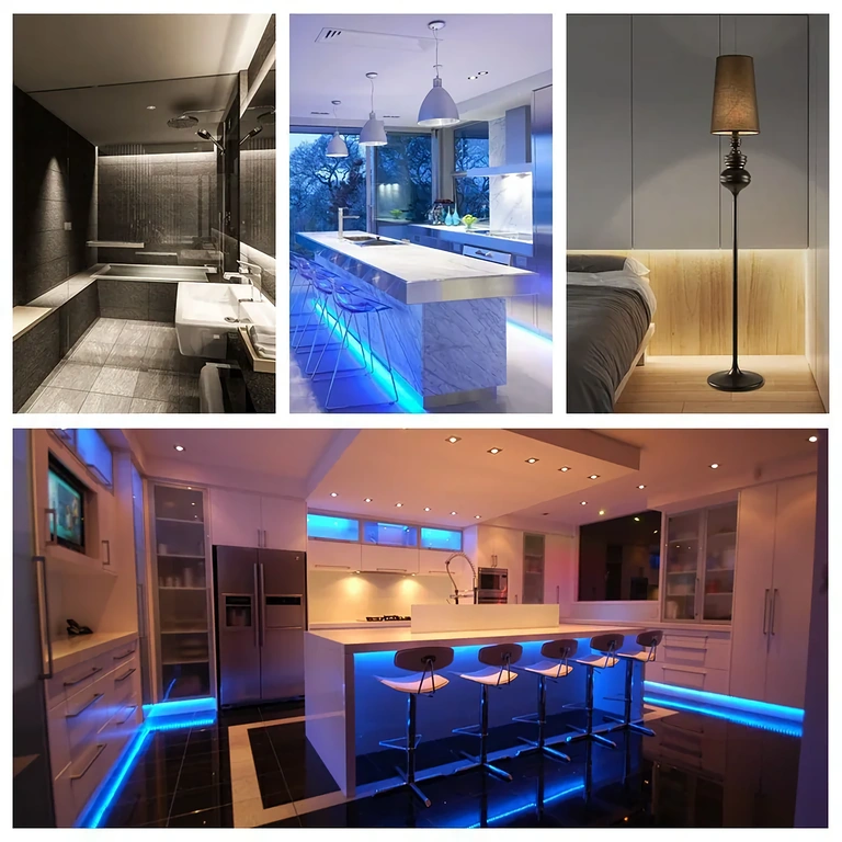 Obrázek rozsvíceného monochromatického LED pásu 5V 12V 24V řízeného dimmerem 30A