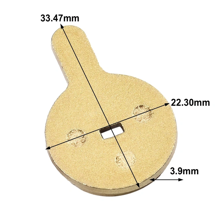 Rozměry brzdových destiček Rozměry brzdových destiček: 33,5 x 22,3 x 3,9 mm