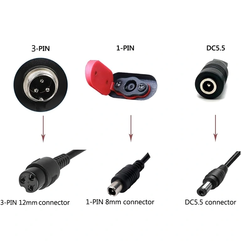 Nabíječka 36V–42V 3A pro koloběžky Xiaomi a Segway-Ninebot, koaxiální konektor 8 mm