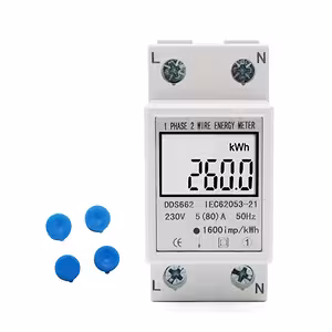 Jednofázový elektroměr Pasant s digitálním displejem pro monitorování spotřeby energie, montáž na DIN lištu