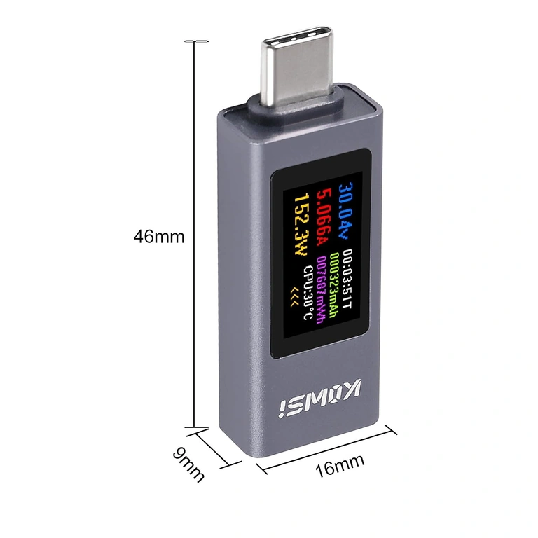 USB C Tester KWS-2302C – boční pohled