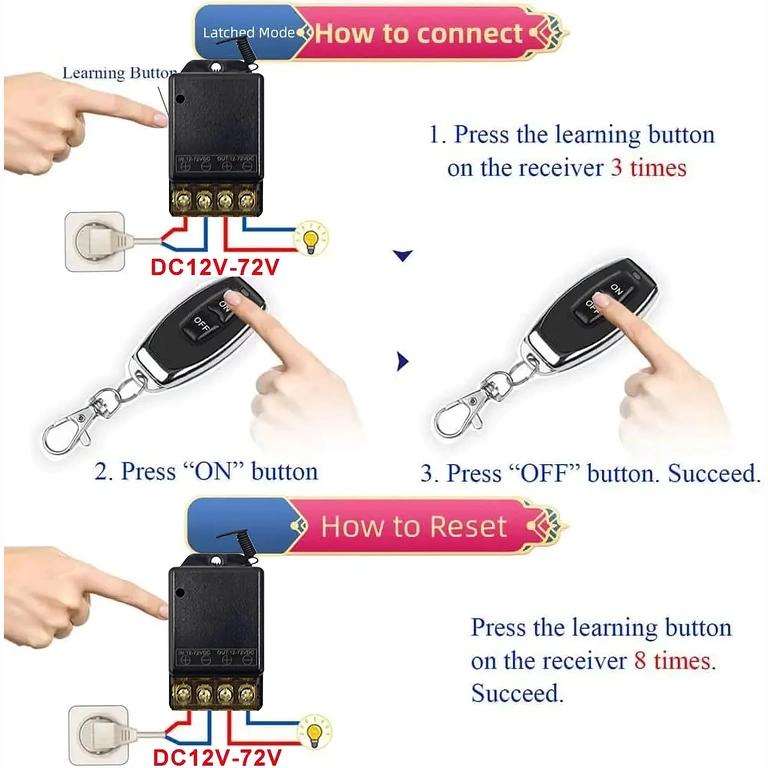 RF modul 433MHz, relé s dálkovým ovládáním pro přesné a bezpečné řízení
