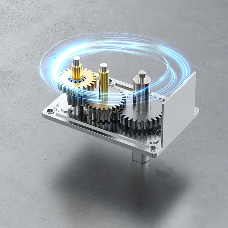 Obrázek motoru s červovou převodovkou namontovaného v aktuátoru nebo automatizovaném systému