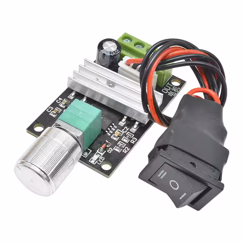 DC Motor Controller 6V 12V 24V 3A – PWM Regulátor s Tlačítkem pro Změnu Směru, Regulátor Napětí