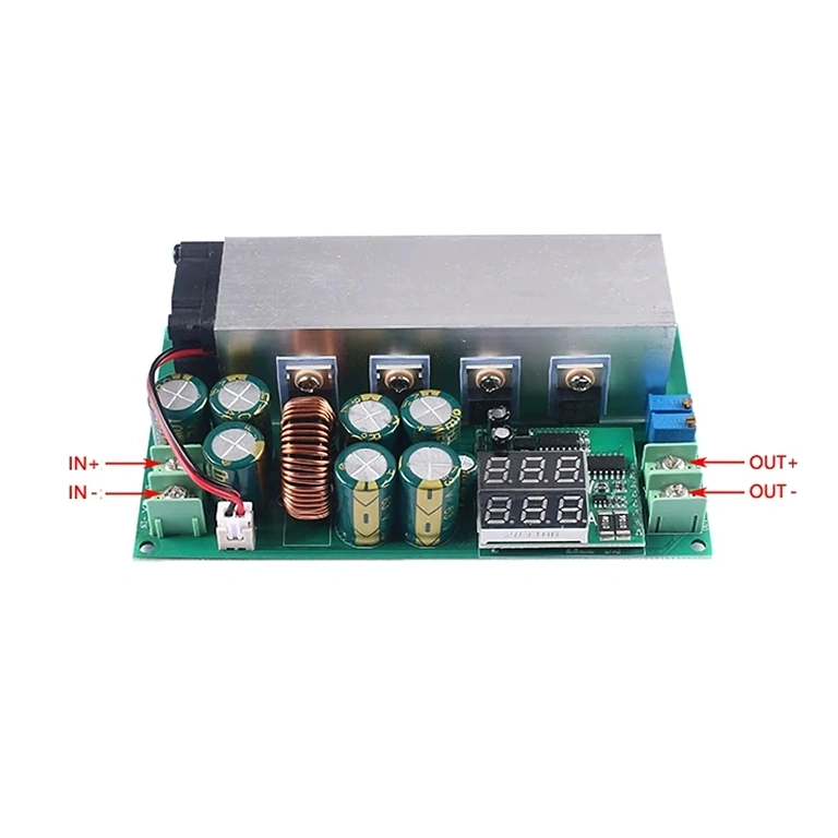 Celkový pohled na modul DC12-80V 20A Buck