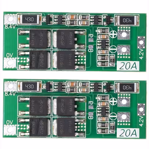 Sada 2 ks – BMS Modul 2S 20A 7,4V s Balancováním – Schéma v Balíčku