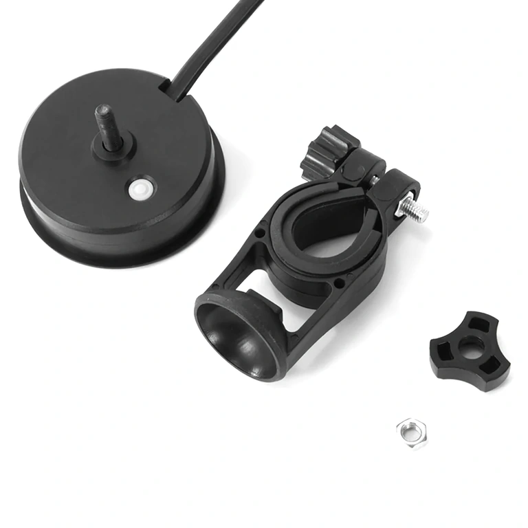 Zadní strana digitálního indikátoru s konektory a kabely, displej voltmetru a procenta baterie, kompatibilní Li-ion a LiFePO4 12V–72V