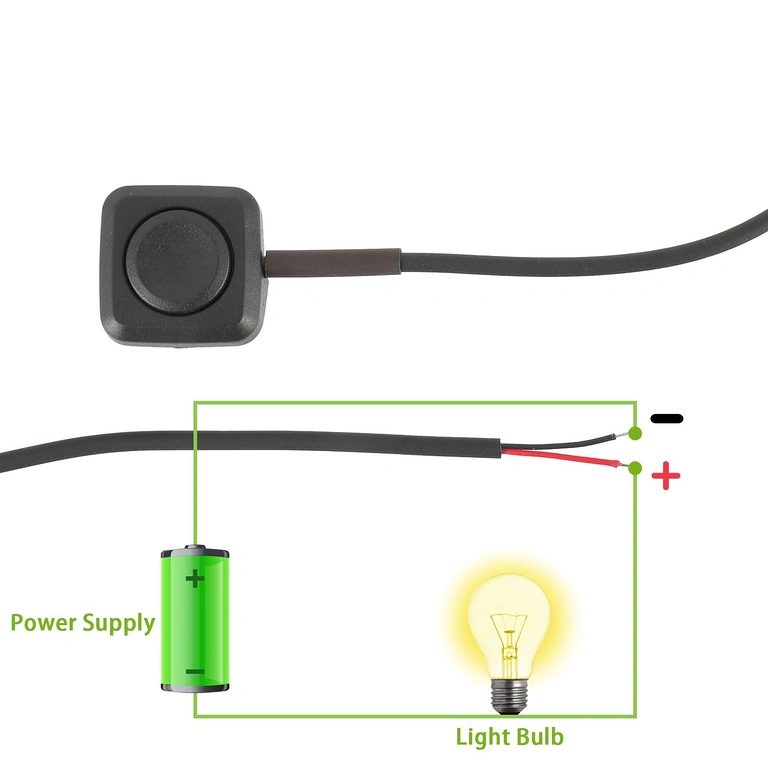 Schéma připojení: červená = plus, černá = minus