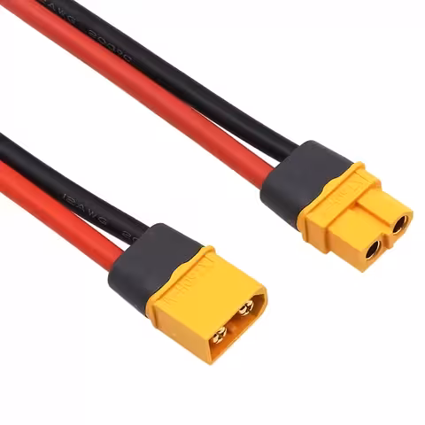Konektor XT60 Samice + Samec s Silným Kabelem 12AWG 30 cm – XT60H Zásuvka pro Vysoce Kapacitní Baterie