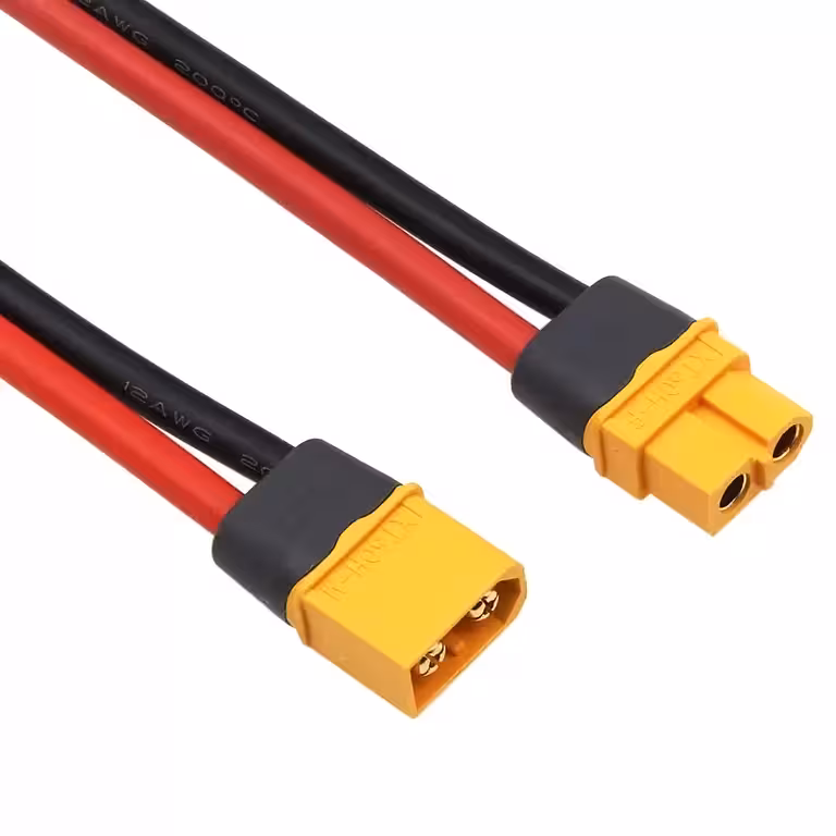 Konektor XT60 Samice + Samec s Silným Kabelem 12AWG 30 cm – XT60H Zásuvka pro Vysoce Kapacitní Baterie