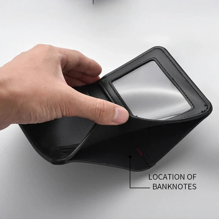 Držák karet a občanský průkaz z přírodní kůže, tenký a elegantní, držený v ruce