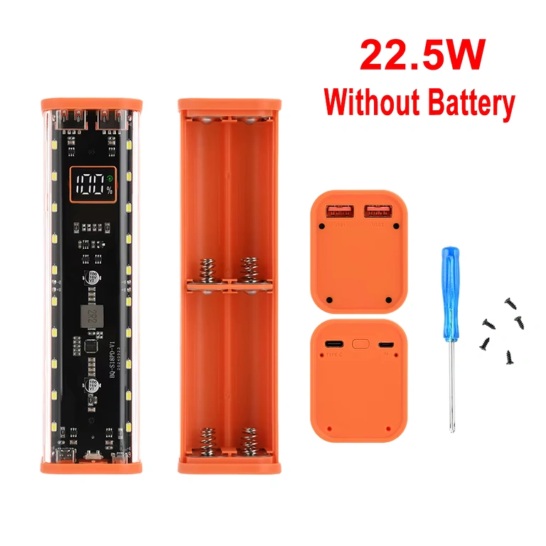 Power bank pouzdro 18650 s USB a Type-C porty