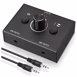 HiFi Stereo Audio Přepínač – Audio Switcher s Volbou Zdrojů, Box Signálů a RCA/Jack 3,5 mm Splitterem