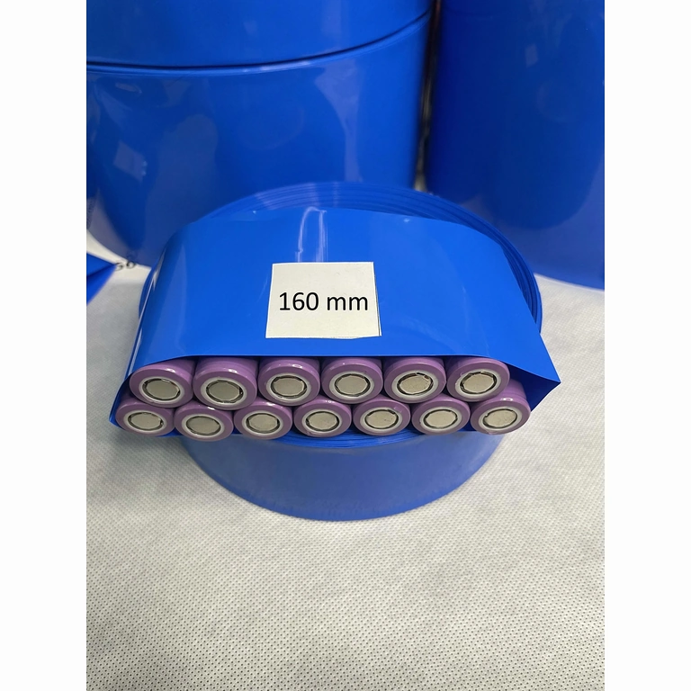 Modrý smršťovací tubus 160 mm pro bateriové packy 18650