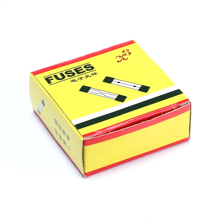 Balení sady 100 skleněných pojistek 10A 5x20 mm