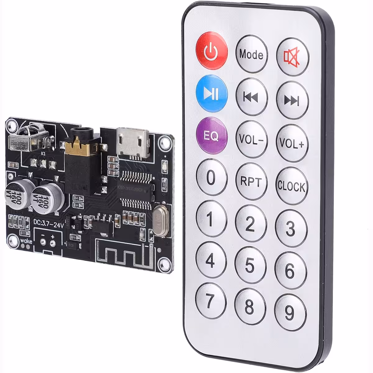 Bluetooth modul XY-WRBT s dálkovým ovladačem – čelní pohled